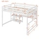 preview thumbnail 13 of 11, Multifunctional Design Loft Bed with Shelves, Desk and Board, Maximized space, Full size, White