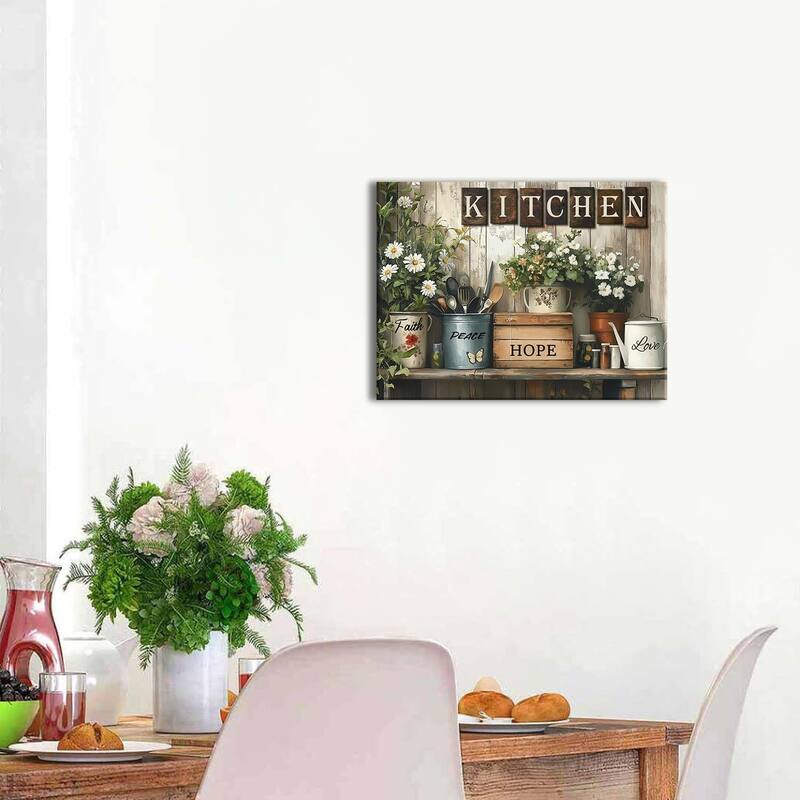 Faith Hope Love Still Life Picture Rustic Botanical Flower Painting