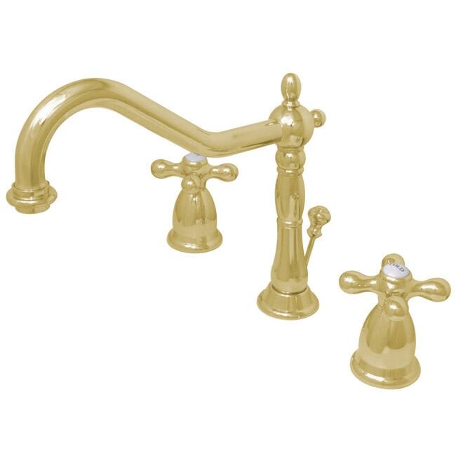 Kingston Brass Heritage Widespread Bathroom Faucet with Brass Pop-Up
