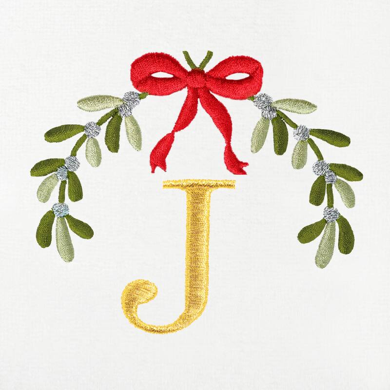 Authentic Hotel and Spa Christmas MISTLETOE MONOGRAM Embroidered Luxury 100% Turkish Cotton Hand Towels Set of 2