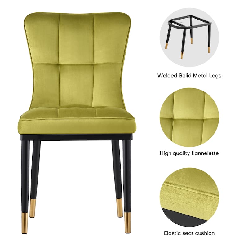Velvet Upholstered Dining Chairs with Metal Legs, Set of 2/4 - 35.8"H x 18.9"W x 23.2"D