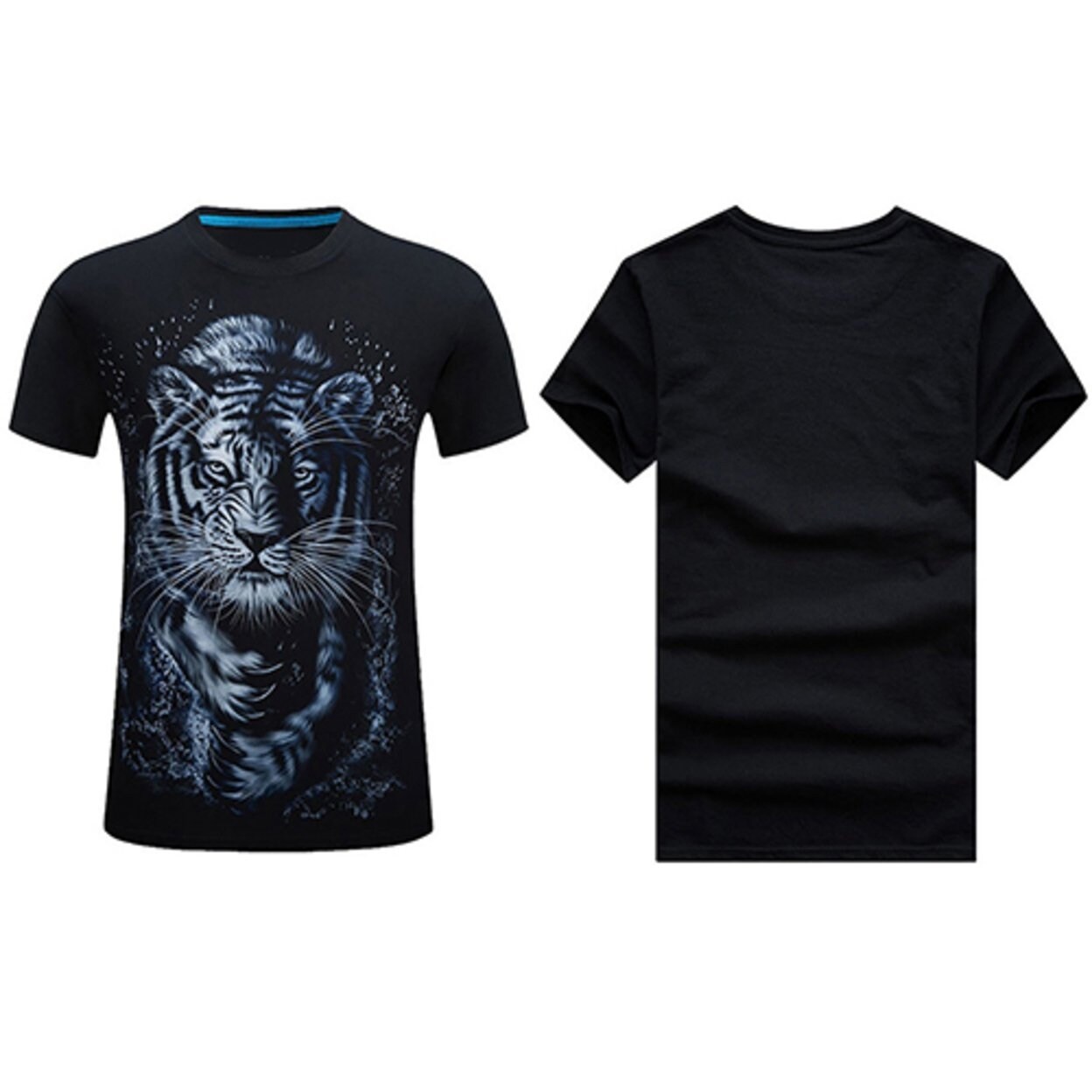 Shop Men Summer Fashion 3d Tiger Print T Shirt Top Short Sleeve