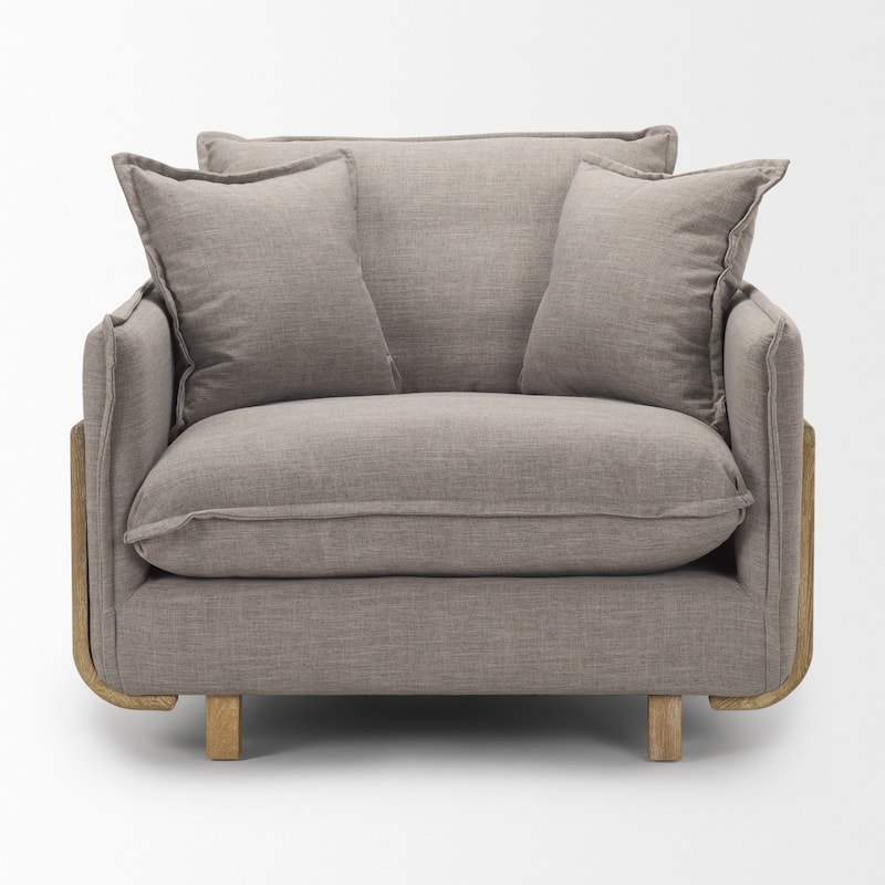 Roy II Flint Grey Fabric w/ Light Brown Solid Wood Frame Arm Chair - 43.3"W x 41.7"D x 33"H