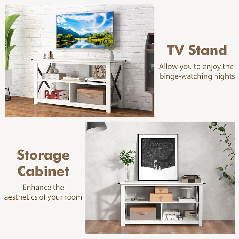 Gymax Modern Entertainment Center Farmhouse TV Stand for TV's up to