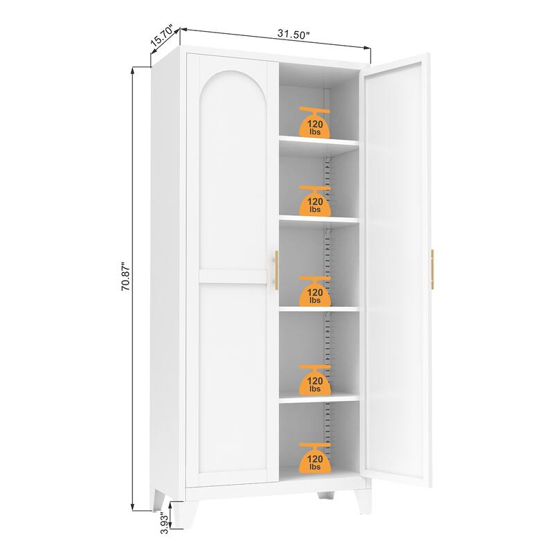 Rossetta 71'' 2-Door Shapely Metal Cabinet with Adjustable Shelves