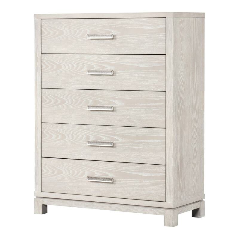 Furniture of America Nansice Modern Weathered Grey 5-Drawer Solid Wood Chest