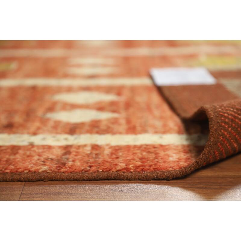 Orange Moroccan Oriental Area Rug Handmade Bedroom Wool Carpet - 6'8" x 9'11"