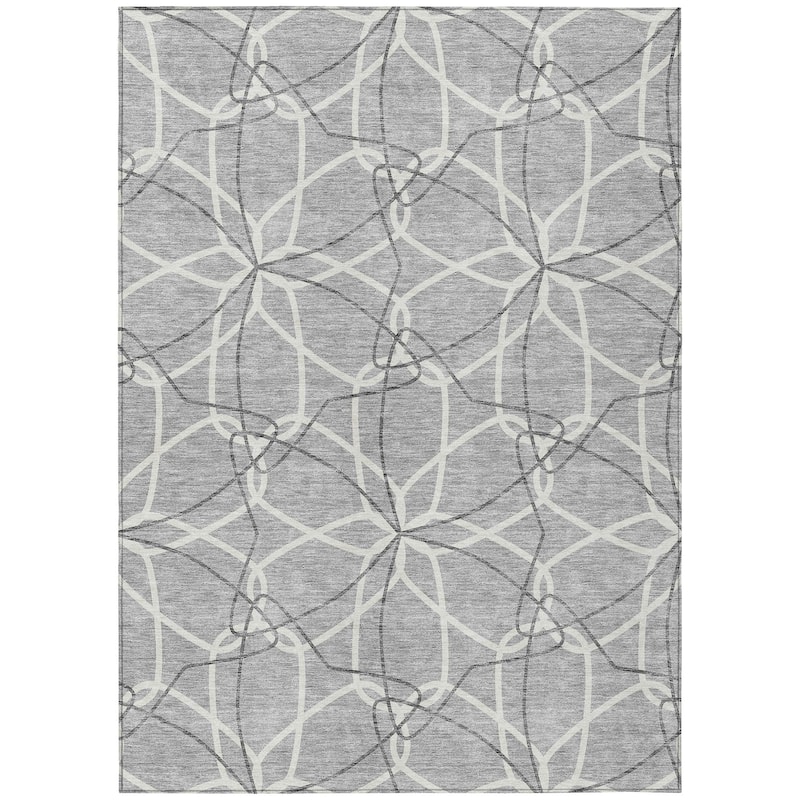 Machine Washable Indoor/ Outdoor Abstract Prism Chantille Rug