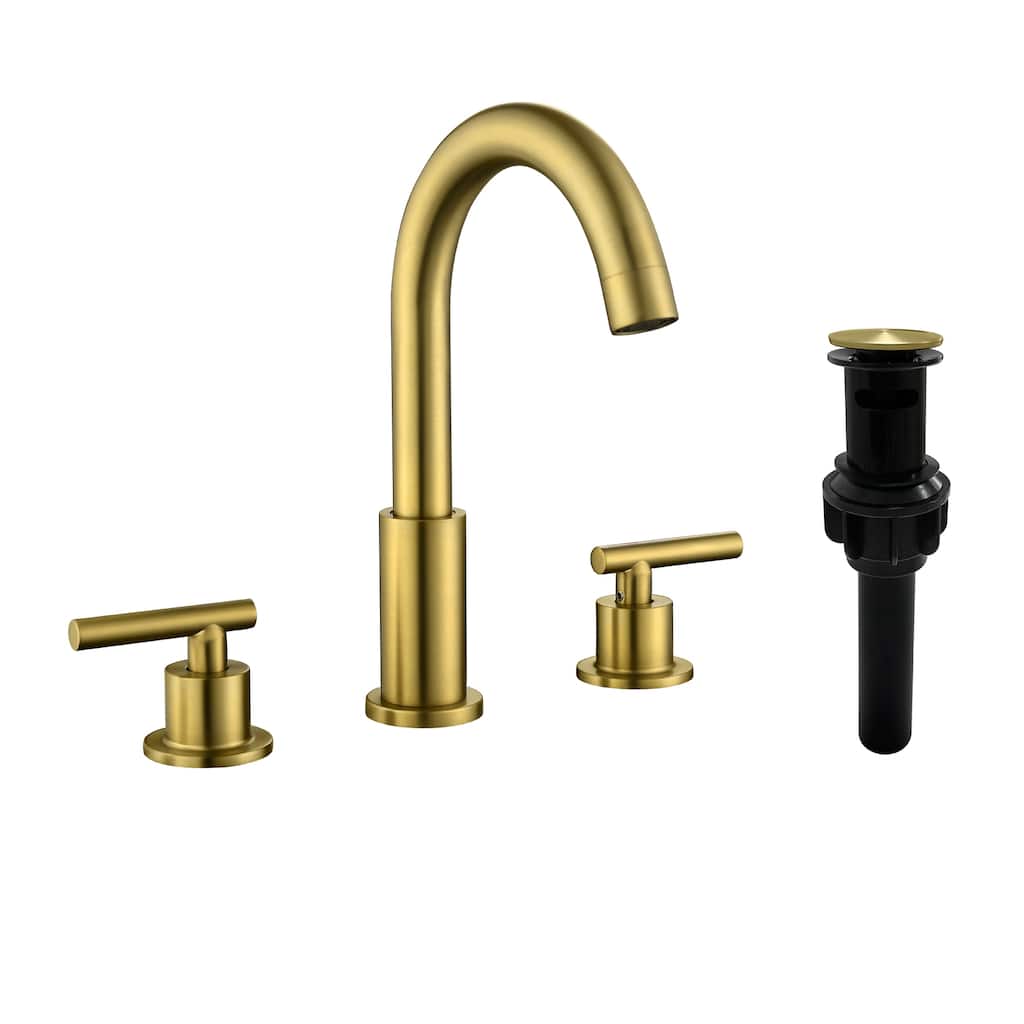 Two-Handle Bathroom Faucet with 360°Swivel Spout, Built-in Aerator, Pop-Up Drain, SUS304 & Brass, 1.2 GPM