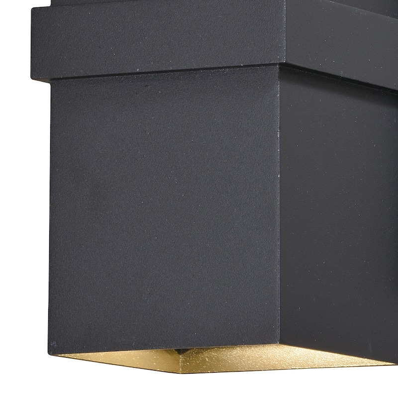 Lavage Aluminum 2 Light LED Black Rectangle Outdoor Wall Lantern - 4-in W x 7-in H x 5.5-in D