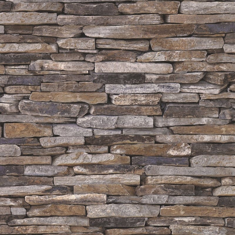 Galerie Wallcoverings Bricks and More Collection Rocky Retreat Motif Matte Finish Vinyl on Non-woven Wallpaper Roll - 33-feet long x 21-inches wide - Brown