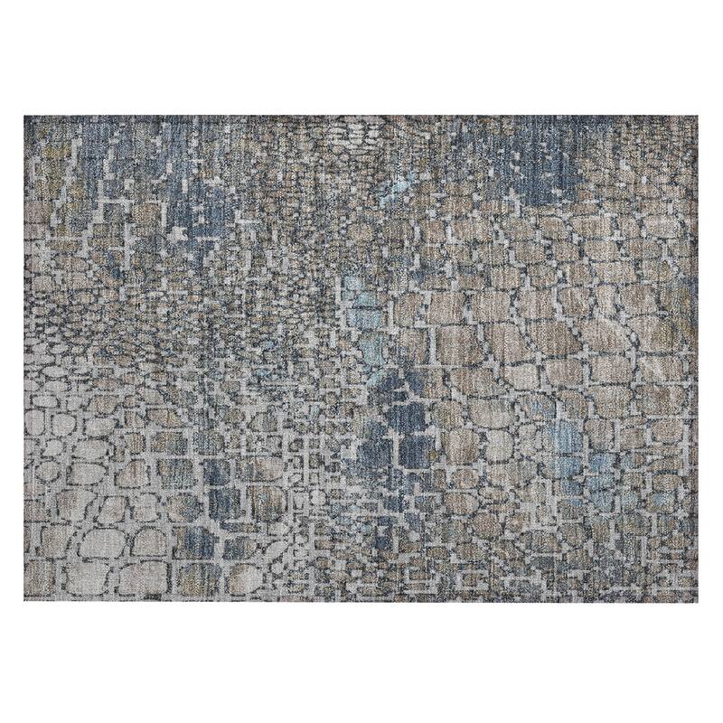 Machine Washable Indoor/ Outdoor Modern Cobble Chantille Rug