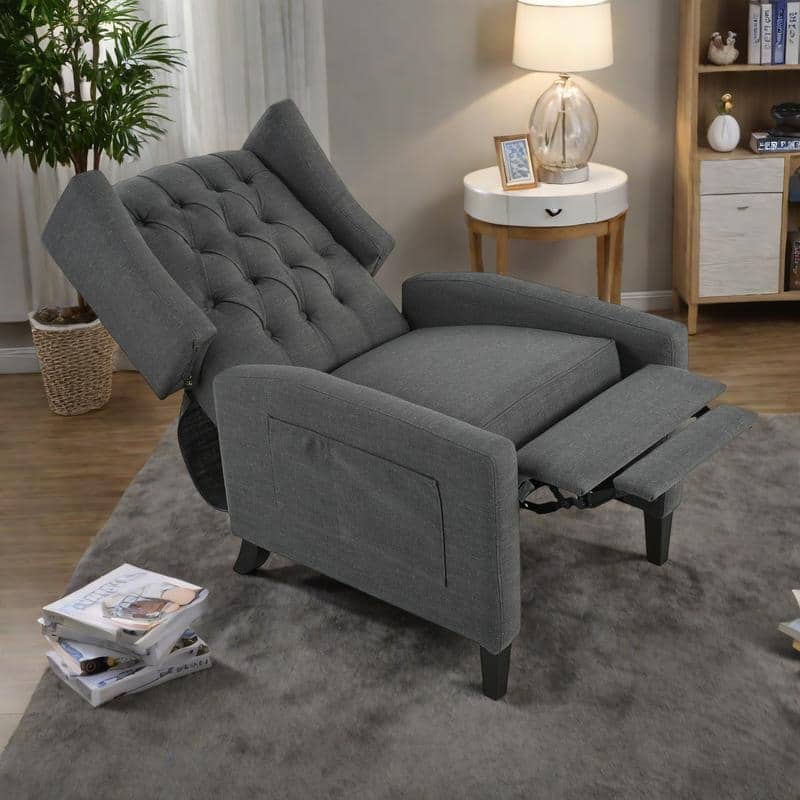 Polyester Recliner Chair with Foldable Side Table and USB Ports, 220lb Capacity
