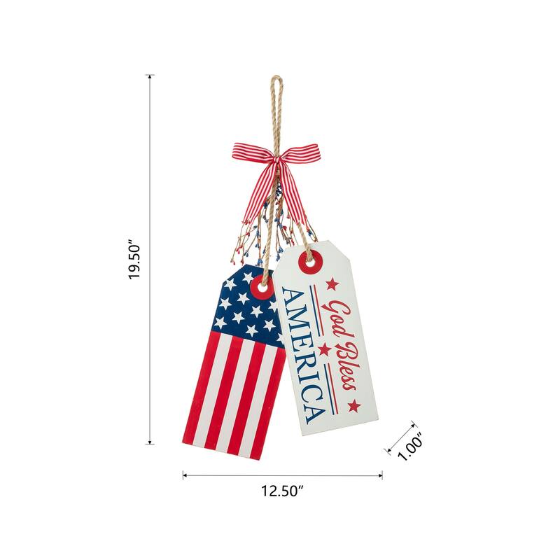 Glitzhome 24"H Wooden Valentine's Day/Patriotic/Americana/Easter Doorknob Hanging Decor