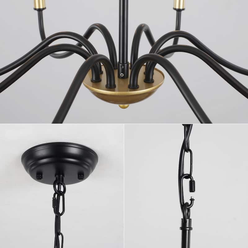 8-Light Simple Candle Chandelier, Traditional Chandelier, Farmhouse Metal Ceiling Light for Dining Room - W28.74"x H14.96"