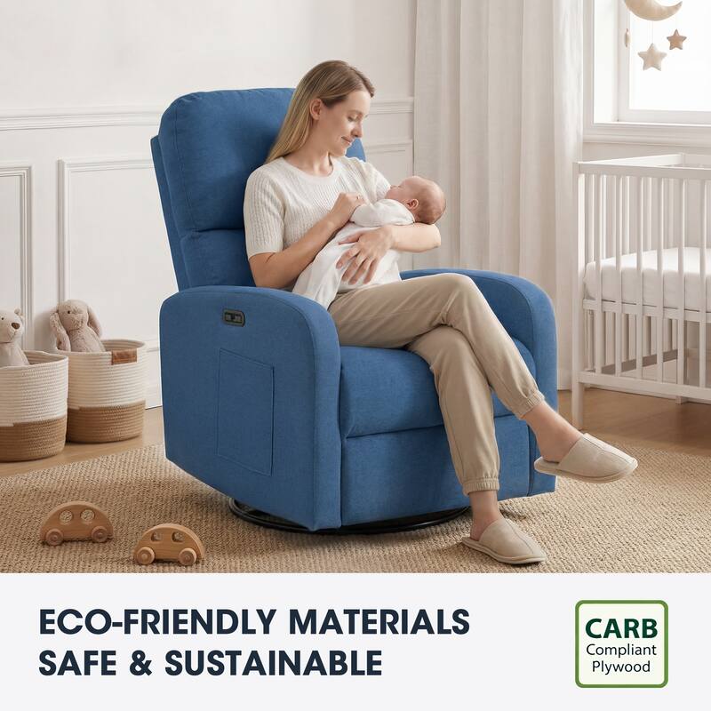 INK IVY Dakota Power Recliner 3-in-1 with Swivel, Glider, USB Ports