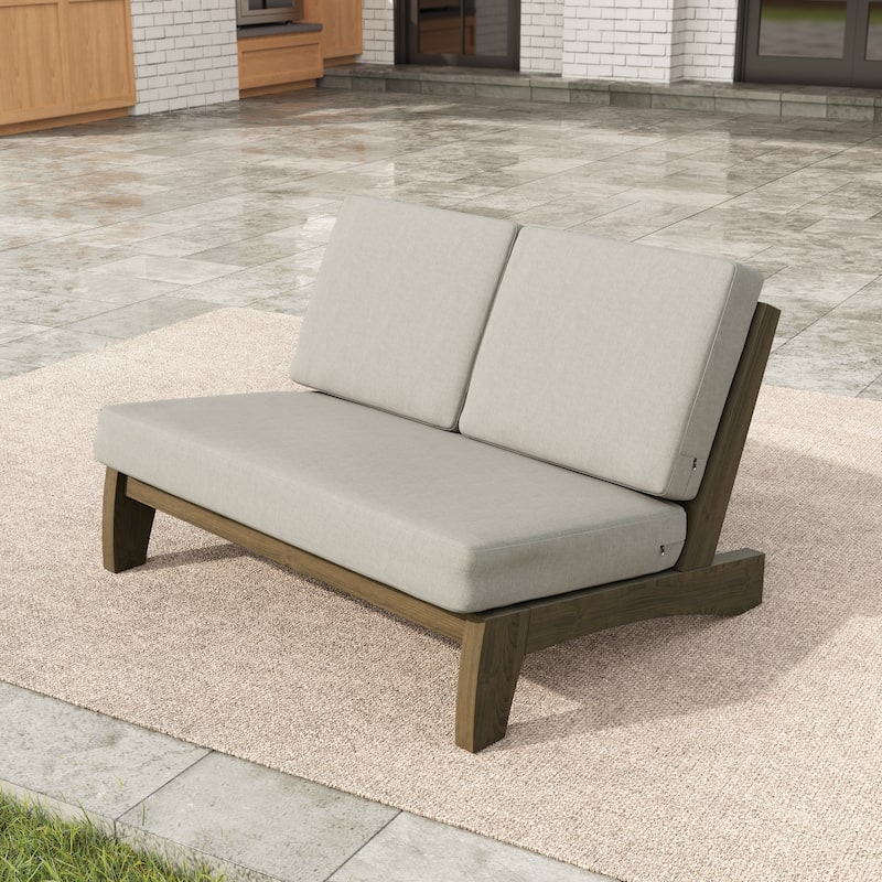 Outdoor Acacia Club Chair Set Loveseate with Weather-Resistant Cushions
