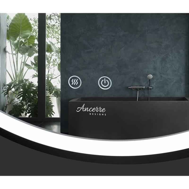 Ancerre Designs Cirque Round LED Bathroom Vanity Mirror with Defogger and Dimmer