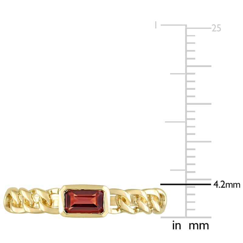 Miadora 1/3ct TGW Baguette Garnet Link Ring in 14k Yellow Gold