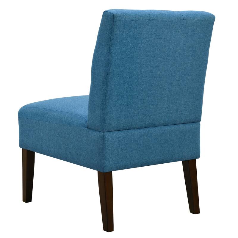 Orange Modern Armless Accent Chair - Tufted Upholstery, Wood Legs, Pin Back, Multi-Scene Fabric Side Chair