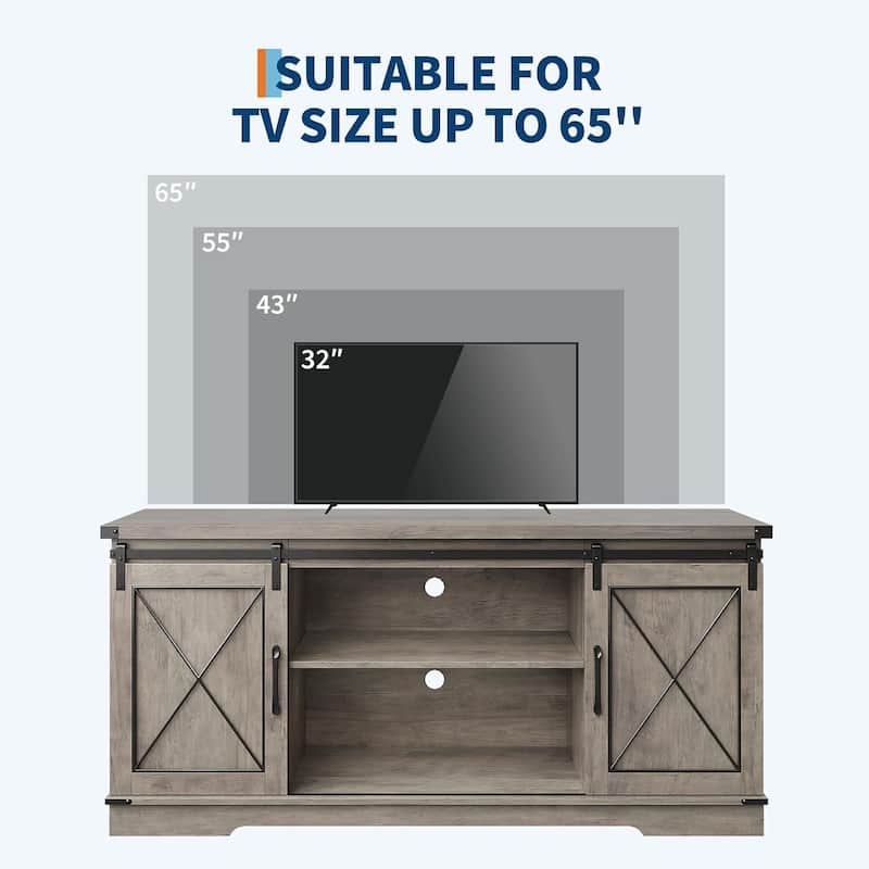 Modern Farmhouse TV Stand and Entertainment Center for TV Up to 65 Inches - N/A