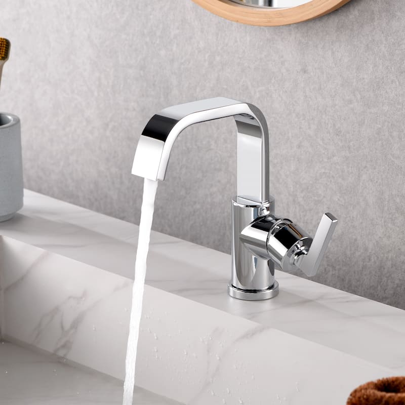 Luxier BSH14-S Single Handle Single Hole Bathroom Faucet with Drain