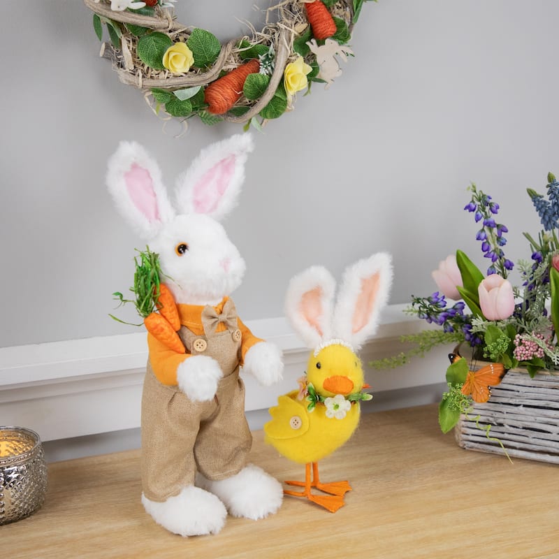 Duckling with Rabbit Ears Easter Figurine - 10" - Yellow
