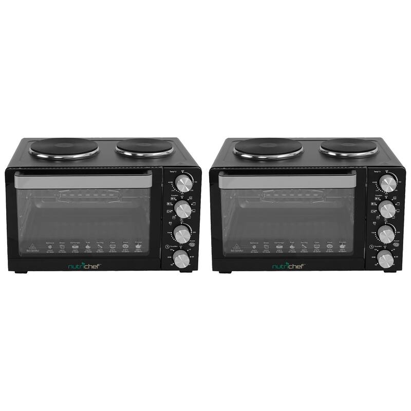 NutriChef Kitchen Countertop Convection Oven Cooker with Warming Plates (2 Pack) - 28