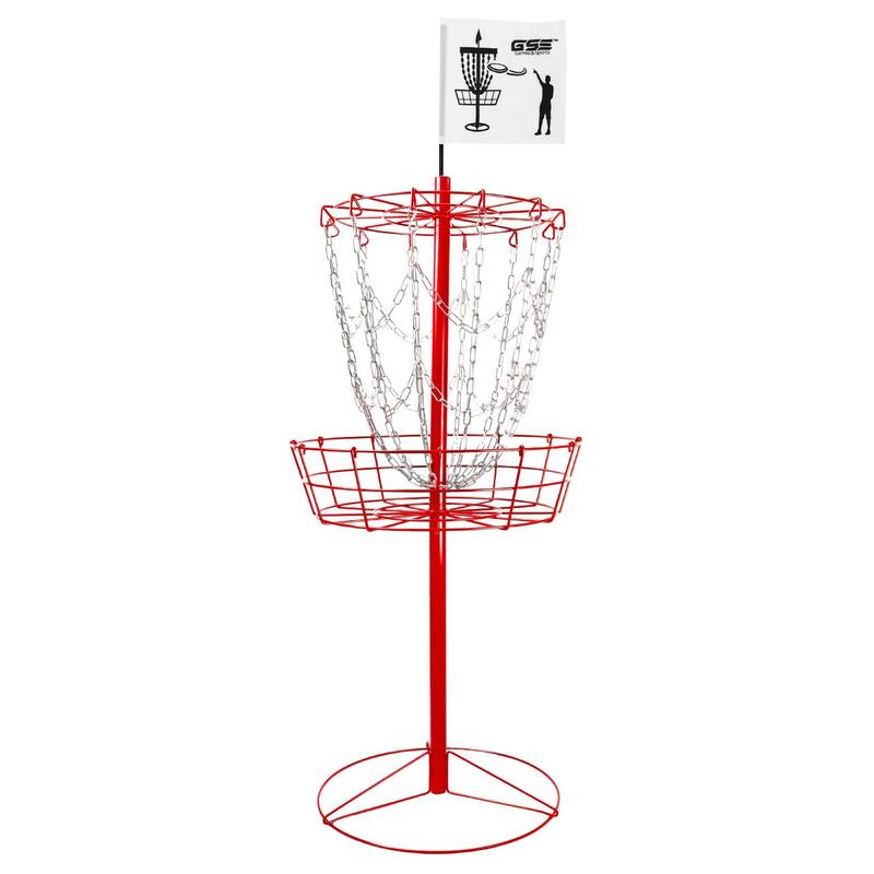 GSE™ Portable 12-Chain Disc Golf Targets Basket, Disc Golf Practice Goal Baskets - Red