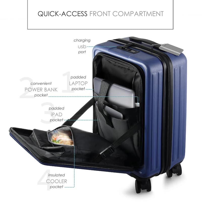 Empyrean Airline Approved Durable Carry-On Luggage 22x14x9 - Lightweight Carry On Suitcase Set with Small Cosmetic Case
