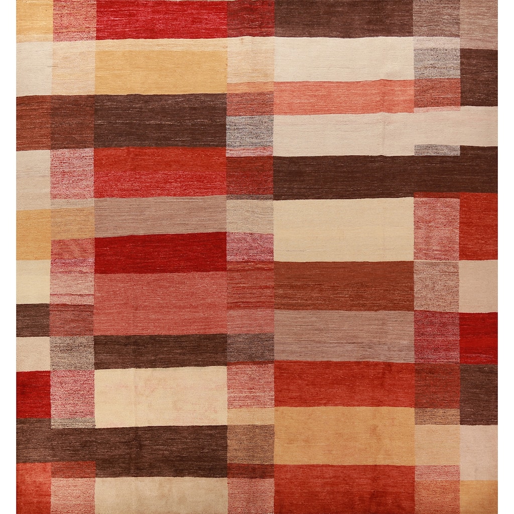 Modern Gabbeh Kashkoli Vegetable Dye Square Rug Handmade Wool Carpet - 10'10"x 11'2"