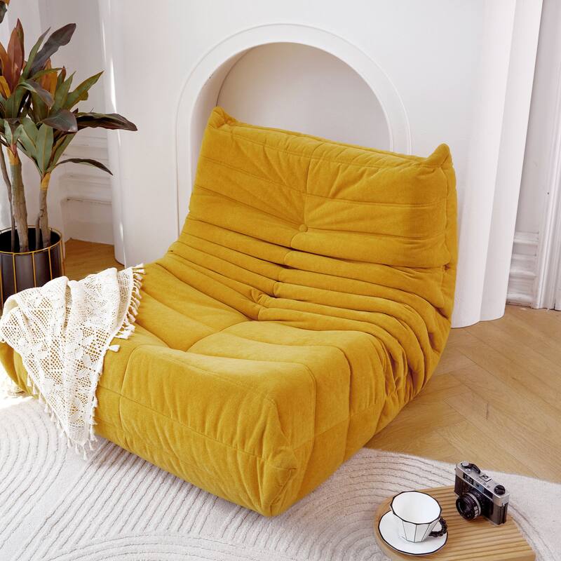 Ergonomic Design Stable Bean Bag Sofa,Armless Floor sofa Bean Bag Chair for Adults Fireside Bean Bag Lounger Memory Foam Chair - Yellow