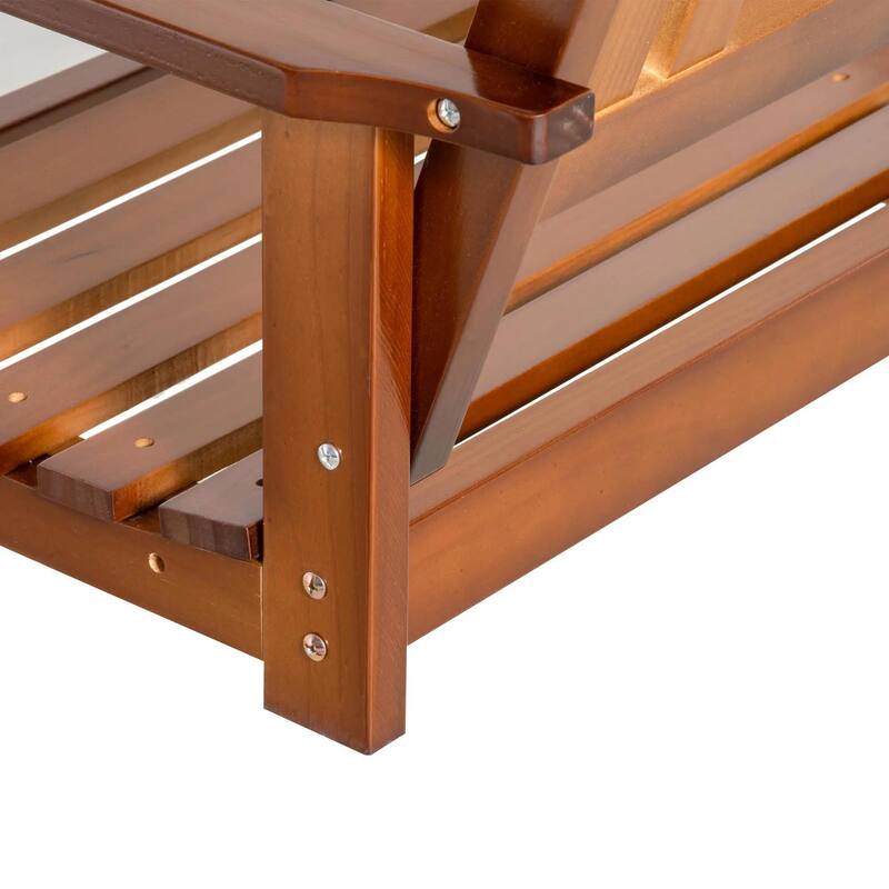 2-Seat Hanging Porch Swing, Slatted Design, Chains, 440 lbs Capacity