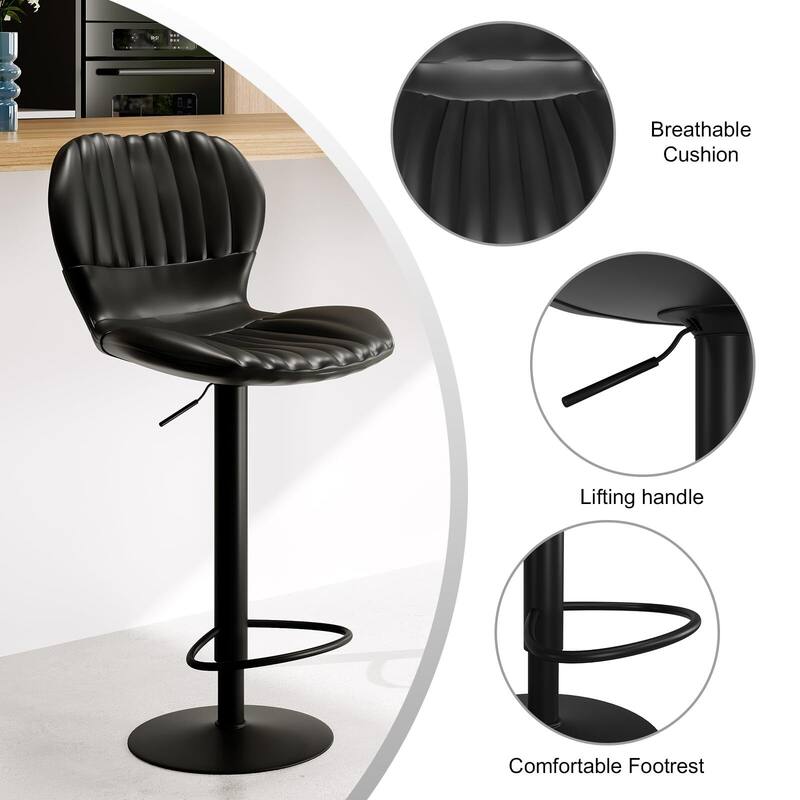 Swivel Barstools, Kitchen Counter Height Bar Chairs with Armrest and Back for Bar