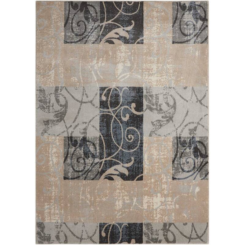 Cibe Power Loomed Floral Non Skid Stain Resistant Area Rug By HomeRoots - 87' X '63' X '0.5