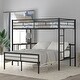 preview thumbnail 2 of 8, Metallic Black Twin over Full Metal Bunk Bed with Desk, Ladder and Quality Slats for Bedroom, 78.1''L*41.4''W*65''H, 103LBS