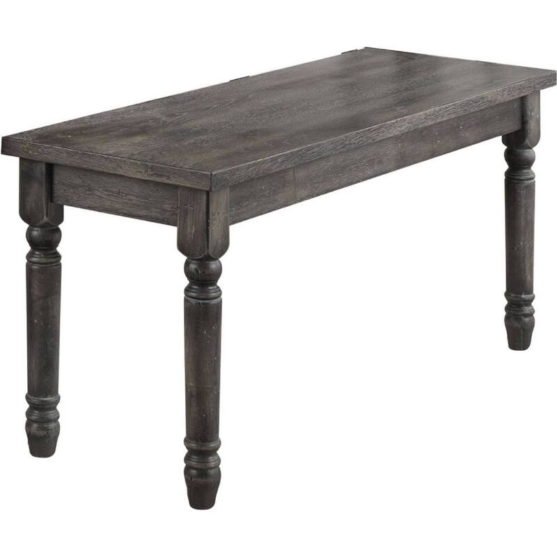 Transitional Style Wood Bench with Turned Legs, Gray