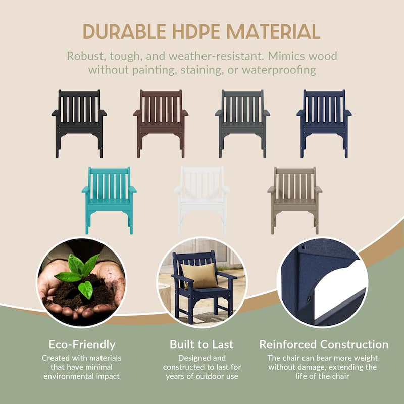 Polytrends Laguna Outdoor Patio 3-Piece Garden Arm Chair Conversation Set With Side Table