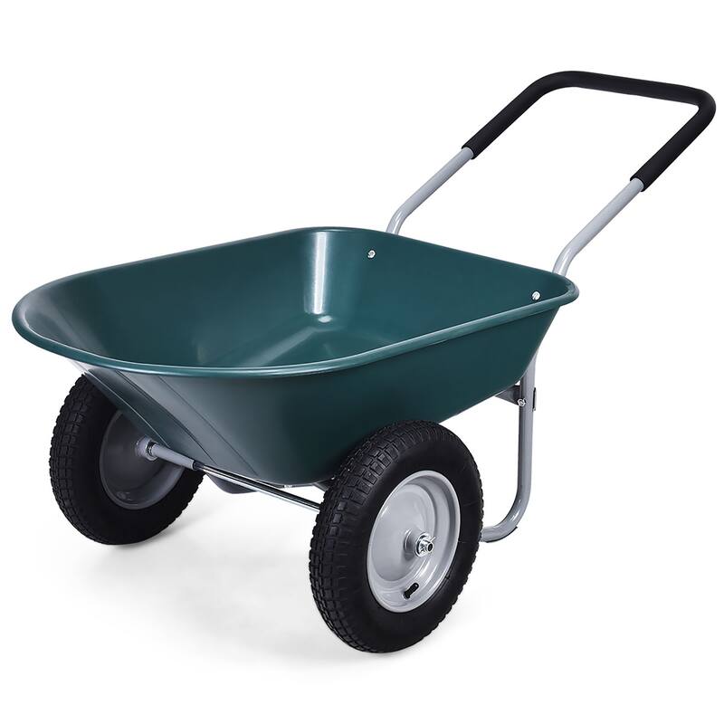 Costway 2 Tire Wheelbarrow Cart Heavy-duty Dolly Utility Cart - Green