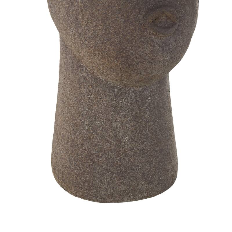 Magnesium Oxide Woman Textured Easter Island Head Indoor Outdoor Planter - Brown - Roche River Decor