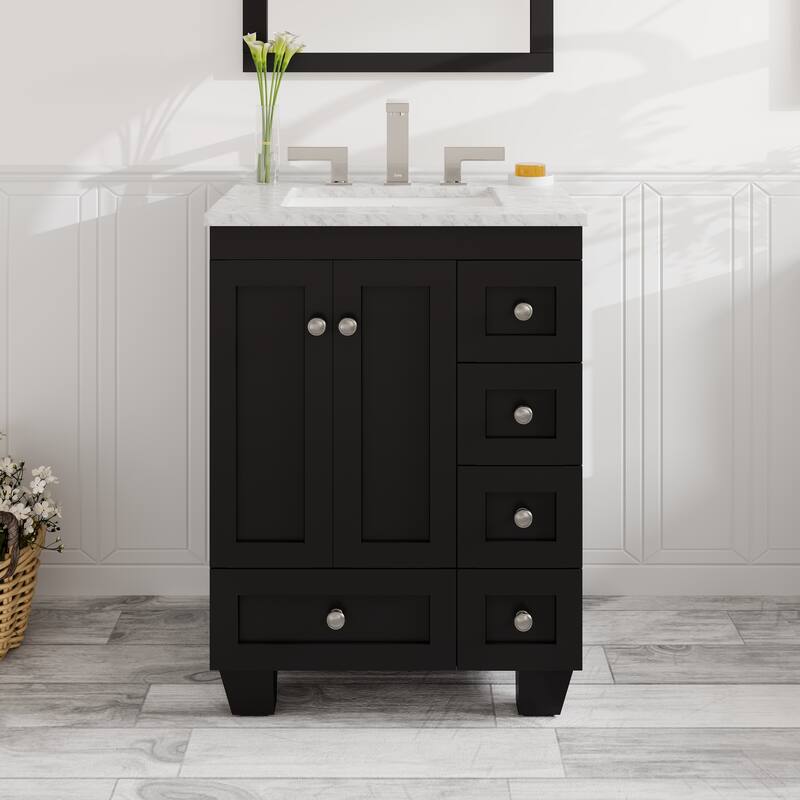Acclaim 24 in. Espresso Single Sink Bath Vanity with Carrara Marble Top and Undermount Porcelain Sink