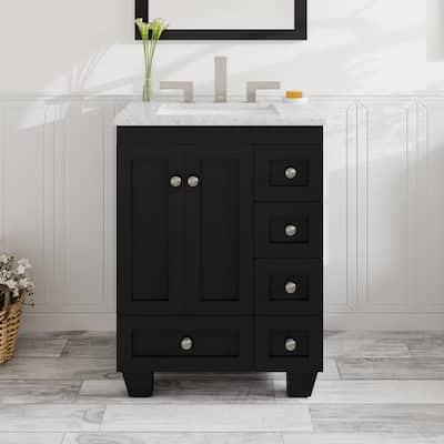 Acclaim 24 in. Espresso Single Sink Bath Vanity with Carrara Marble Top and Undermount Porcelain Sink