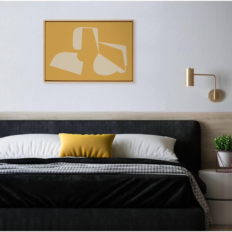 Kate and Laurel Sylvie Eye Catching Sleek Abstract 3 Yellow and Tan Framed Canvas by The Creative Bunch Studio