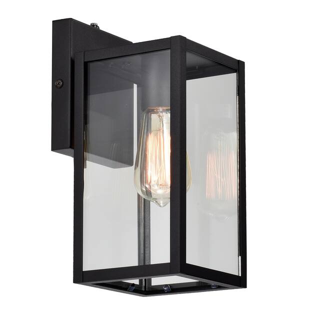 11.25"H Glass Outdoor Wall Lantern with Dusk to Dawn Sensor - 5"x6.25"x11.25"