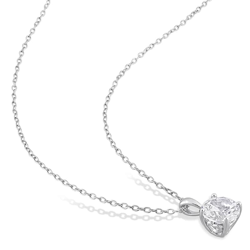 Miadora 7 1/5ct TGW Created White Sapphire 2-Piece Set of Necklace and Earrings Sterling Silver