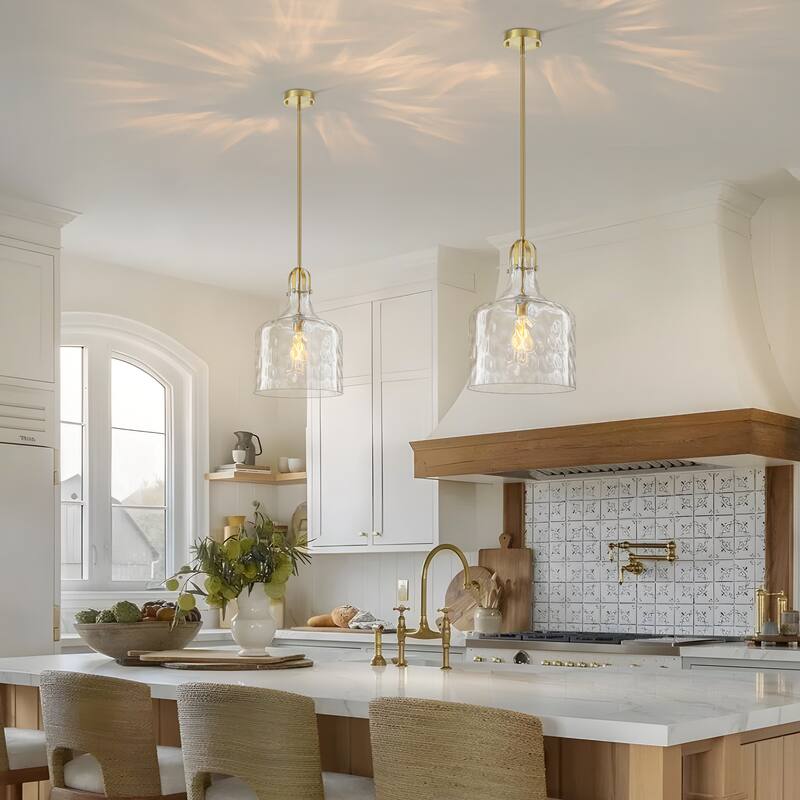 Starsky 1-Light 11.81in. Modern Globe Single Clear Hammered Glass Pendant