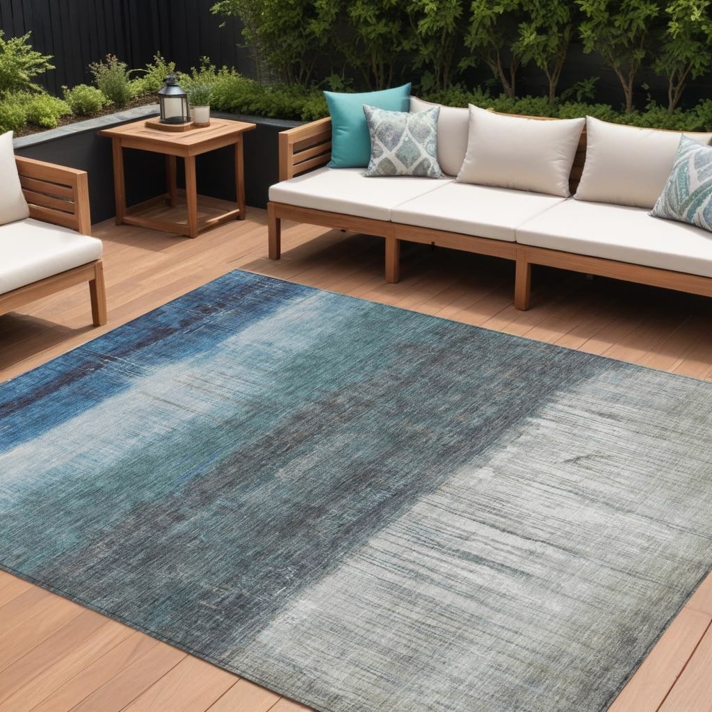 HomeRoots Abstract Transitional Rectangle Outdoor Rug