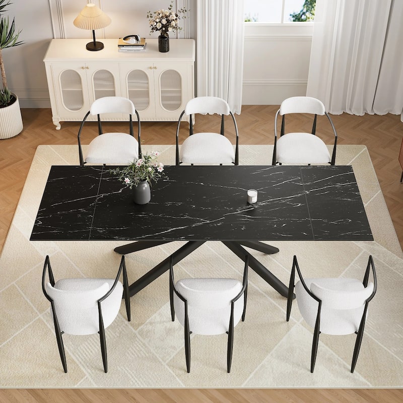 102.36 Inch Extendable Rectangular Sintered Stone Dining Table