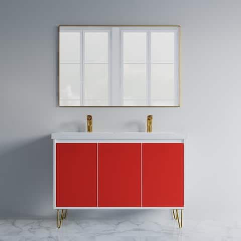 Kennan 48" Double Bathroom Vanity Set with V Legs