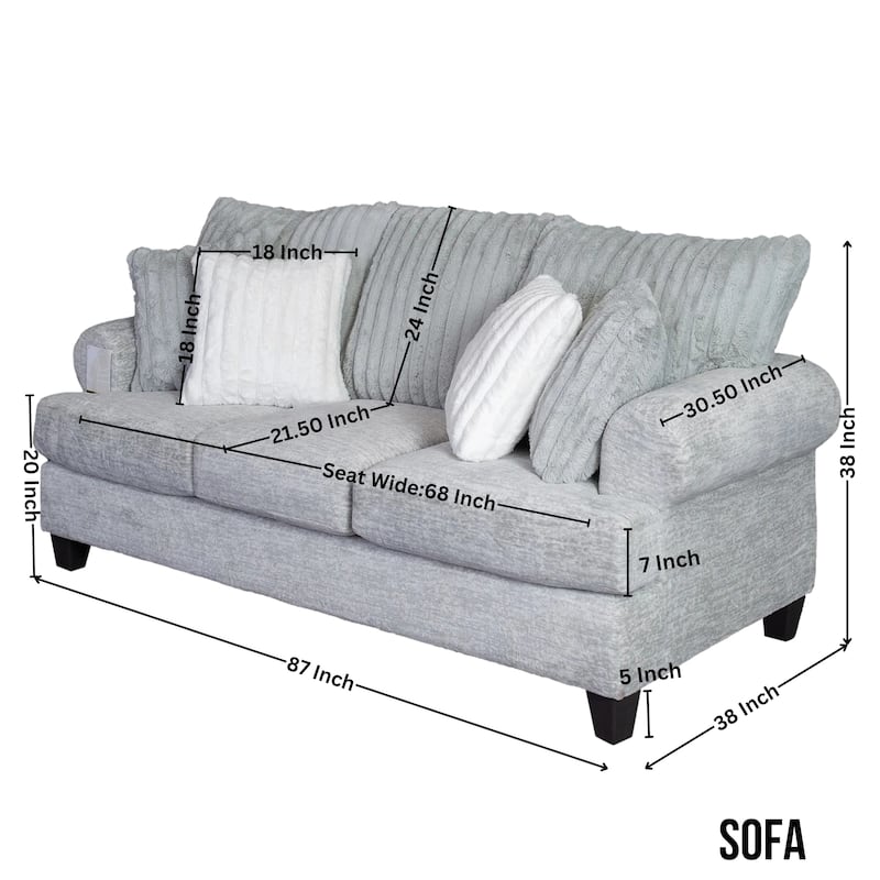 Roundhill Furniture Oasis Transitional Stationary Sofa, Galactic Oyster